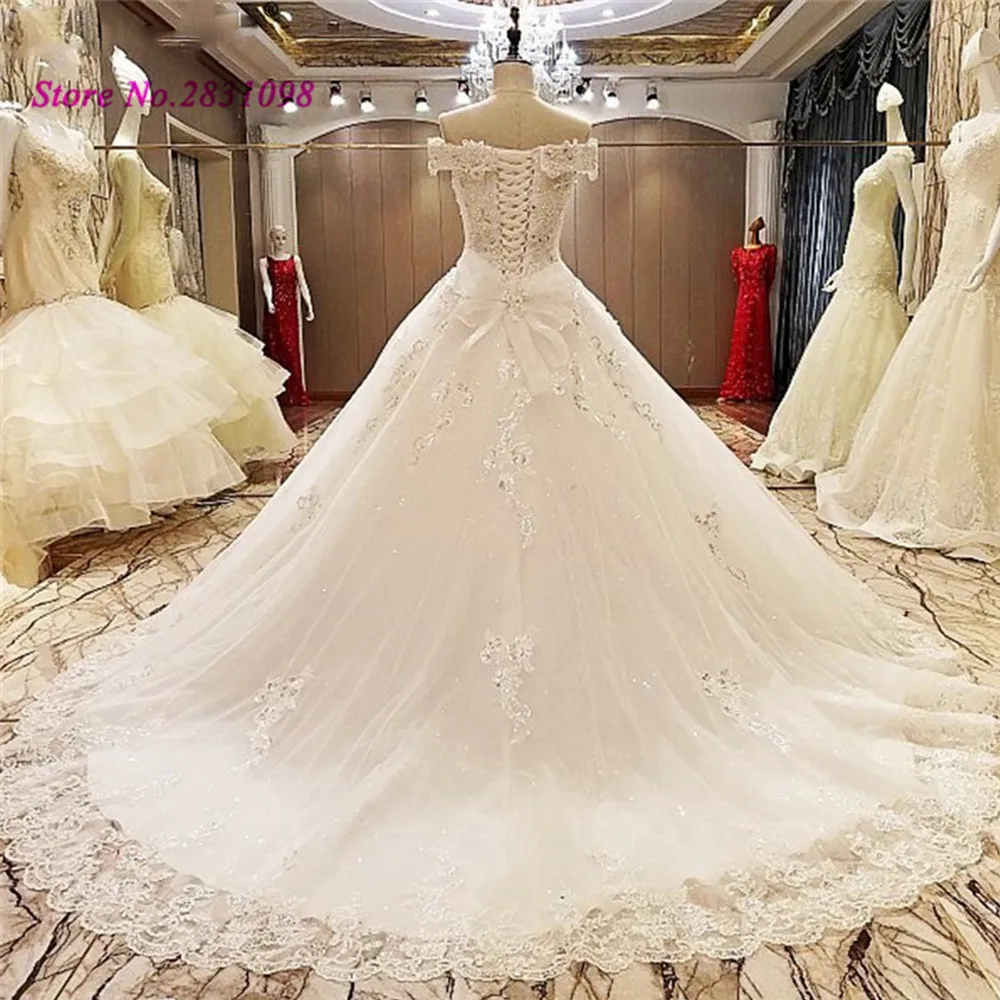 Vestido de Noiva Princesa, расшитое блестками кружевное свадебное платье, винтажное свадебное платье, бальное платье, роскошное свадебное платье с открытыми плечами, Boda