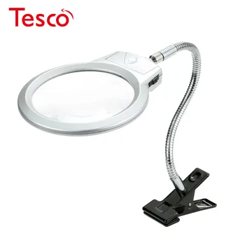 

LED Illuminating Magnifier Metal Hose Magnifying Glass Desk Table Reading Lamp Light with Clamp 2.5X 107MM 5X 24MM