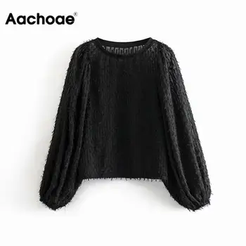 

Solid Women Blouse Fashion Tassel Patchwork Shirt Chic O Neck Ladies Tops Spring Autumn Puff Long Sleeve Loose Femininas Blouse