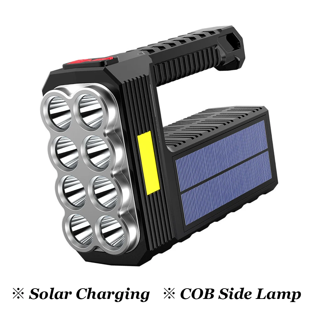 8core Flashlight Solar Charging Cob Floodlight Super Bringht Portable