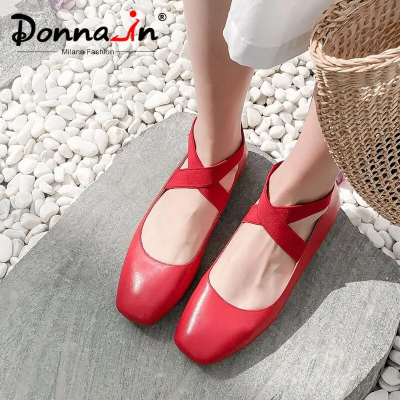 Donna-in/женские балетки из натуральной кожи на плоской подошве; коллекция года; сезон осень; эластичная резинка на низком каблуке; удобная повседневная красивая женская обувь