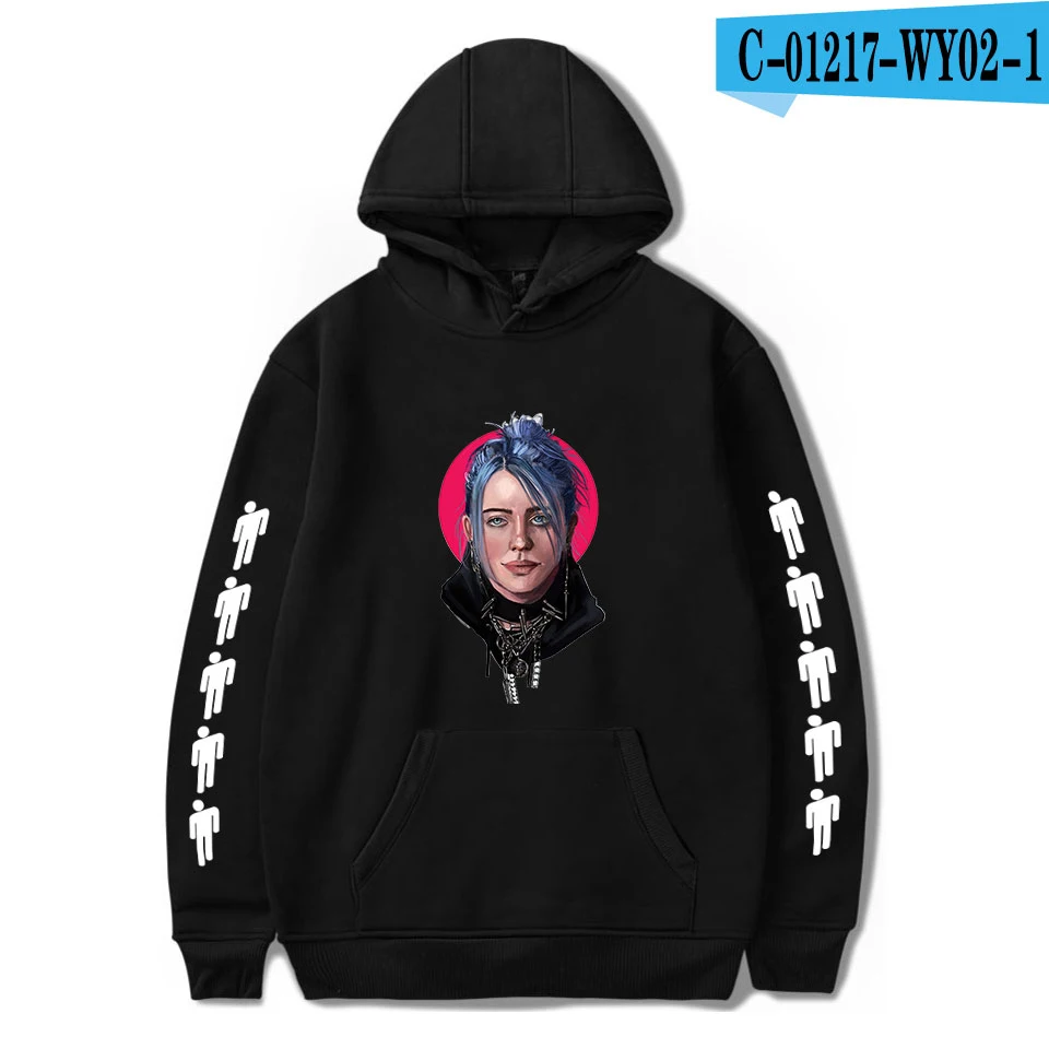 As picture Новинка Billie Eilish толстовка женская мужская Поп толстовка модная куртка Осень Зима Мальчики удобный белый пуловер - Цвет: As picture