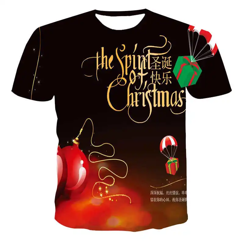 

2020 Summer Fashion Merry Christmas New Print T-shirt Clothing Short-sleeved T-shirt Street Clothing 3D Printed T-shirts