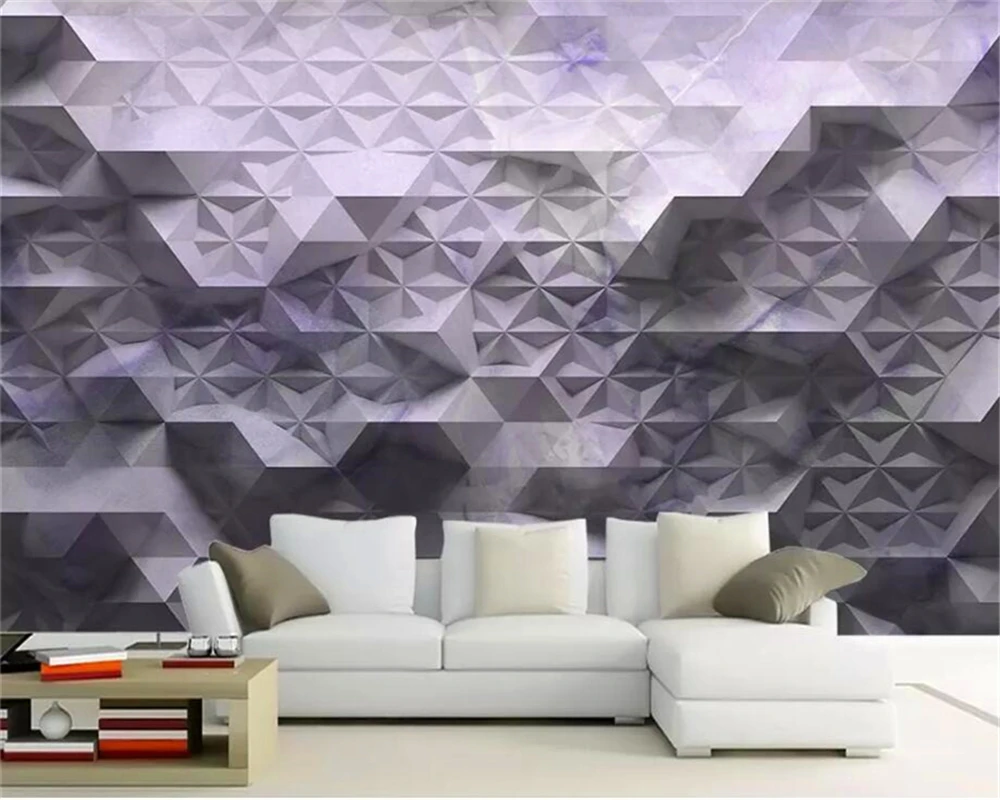 Custom wallpaper mural simple fashion wall abstract geometric solid hexagon Mitsubishi 3D background wall beibehang customize the new modern visual space office simple and atmospheric geometric architectural wallpaper papier peint