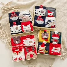 RICORIT 4 пар/кор. носки рождественский Цветной носки с мультяшным рисунком с объемным украшением в виде героя мультфильма; рождественские носки; сезон осень-зима милые носочки