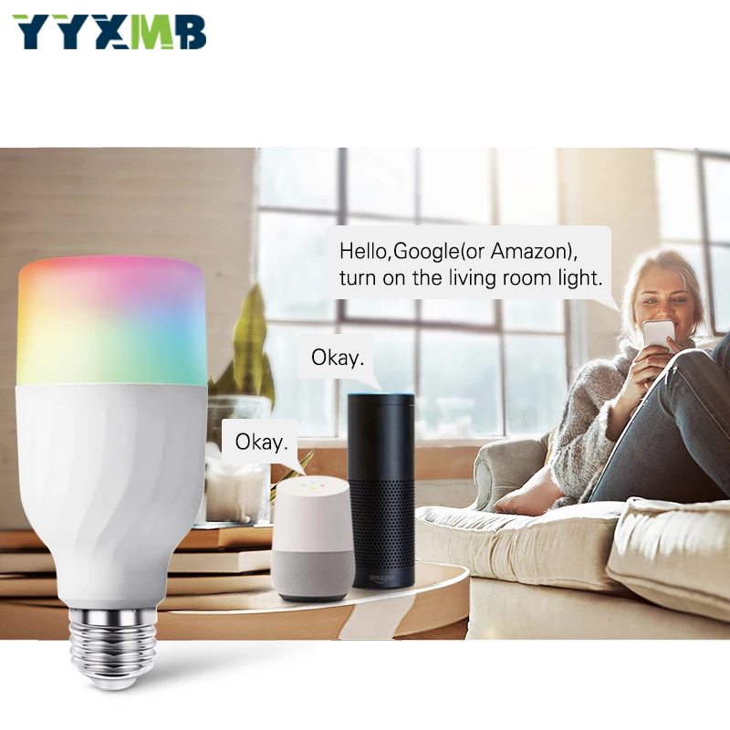 Смарт tuya лампа Wi Fi E27 7 Вт Светильник лампы Совместимость Amazon ECHO/Google Home/IFTTT RGBCW Dimmable