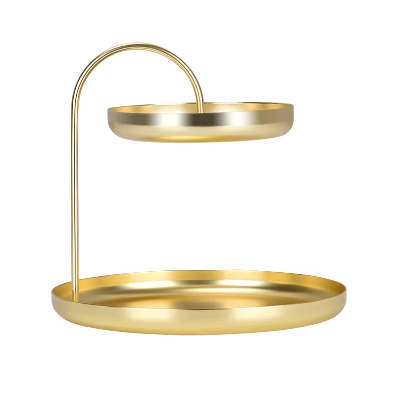 Double Tier Gold Storage Holder for Living Room Bathroom Organizer Kitchen Food Fruit Cake Cupcake Holder Jewelry Display Rack