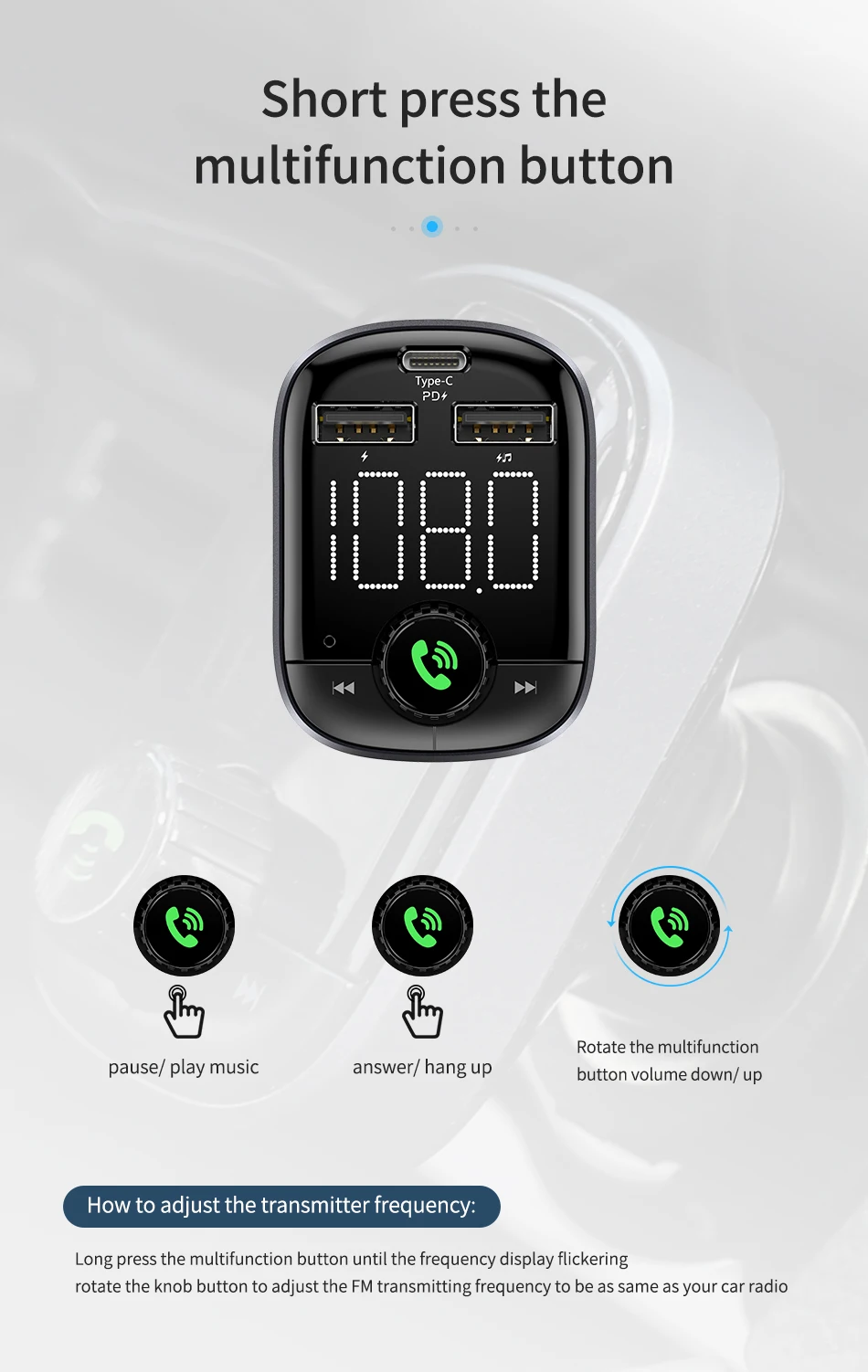 FLOVEME QC3.0 автомобильное зарядное устройство Bluetooth fm-передатчик автомобильный комплект для iPhone 11 Pro Max 3.6A Быстрая зарядка USB PD автомобильное зарядное устройство для телефона