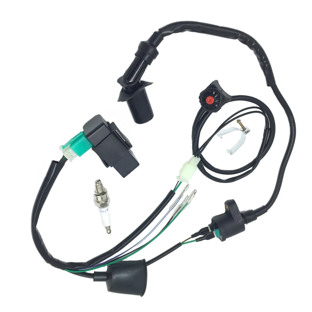 Wiring Loom Harness Kill Switch Ignition Coil CDI For 50cc-160cc SSR Thumpstar Kick Start Pit Dirt Bike