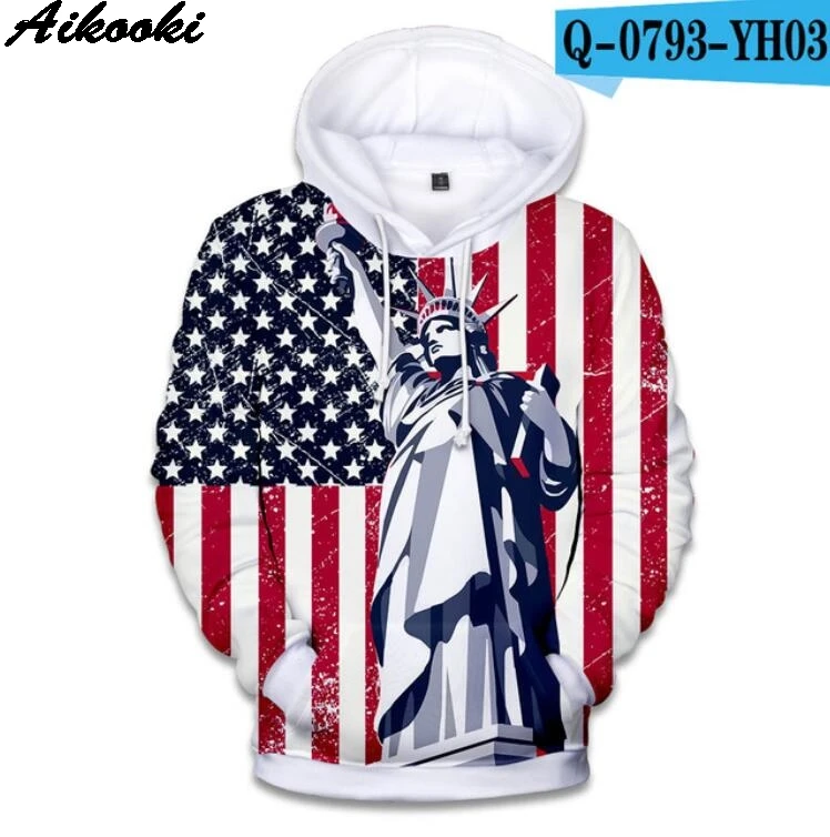 Aikooki, США, толстовки, Мужская толстовка, с капюшоном, с 4 июля, Соединенные Штаты Америки, День Независимости, худи, мужские s, национальный флаг, топы, пальто - Цвет: 3D