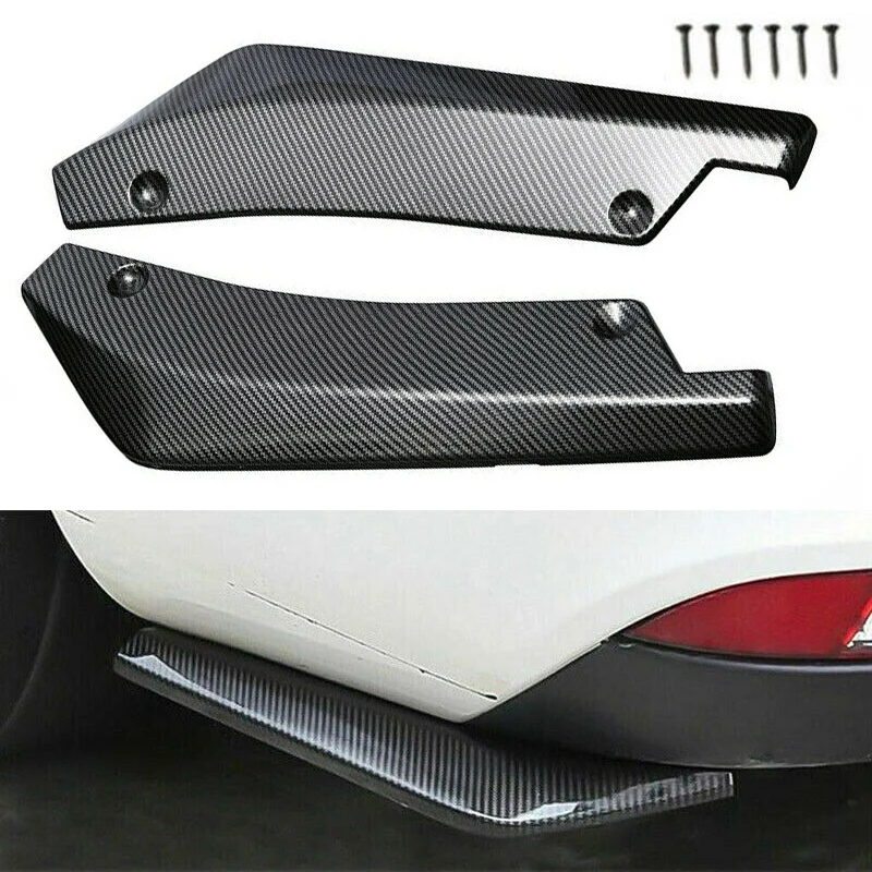 

1 Pair 44*11cm Carbon Fiber Black Car Rear Bumper Lip Spoiler Diffuser Splitter Scratch Protector Decorative