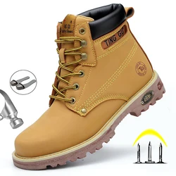 Bottines d'hiver à bout en acier pour homme, chaussures de travail, de sécurité, militaires, anti perforation, antidérapantes 