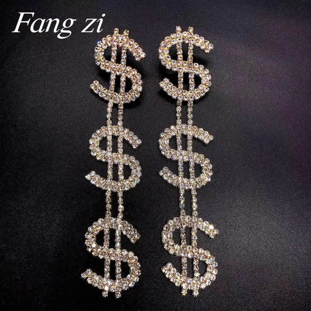 US Dollar Crystal Earrings