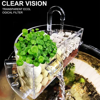 

Aquatic Clear Acrylic Pet Supplies Green Plants 3 In 1 Round Fish Tank Aquarium Filter Box Tool External Hanging Water Purifier
