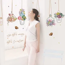 SK7057 свежие корзины горшечные растения двери и окна гостиной спальни оформление входа наклейки на стену оптом Настраиваемые