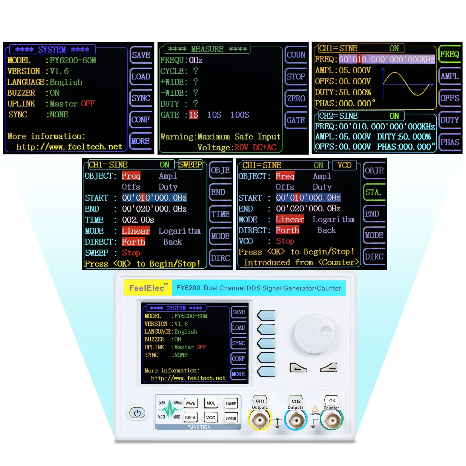 

20MHz Function Signal Generator 3.2" LCD Digital DDS Dual-channel Arbitrary Waveform Generator High Precision Signal Generator