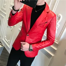Мужской кожаный блейзер, черный, красный,, модные дизайнерские кожаные куртки, Блейзер, Homme, Клубная одежда, кожаная куртка, пальто, veste
