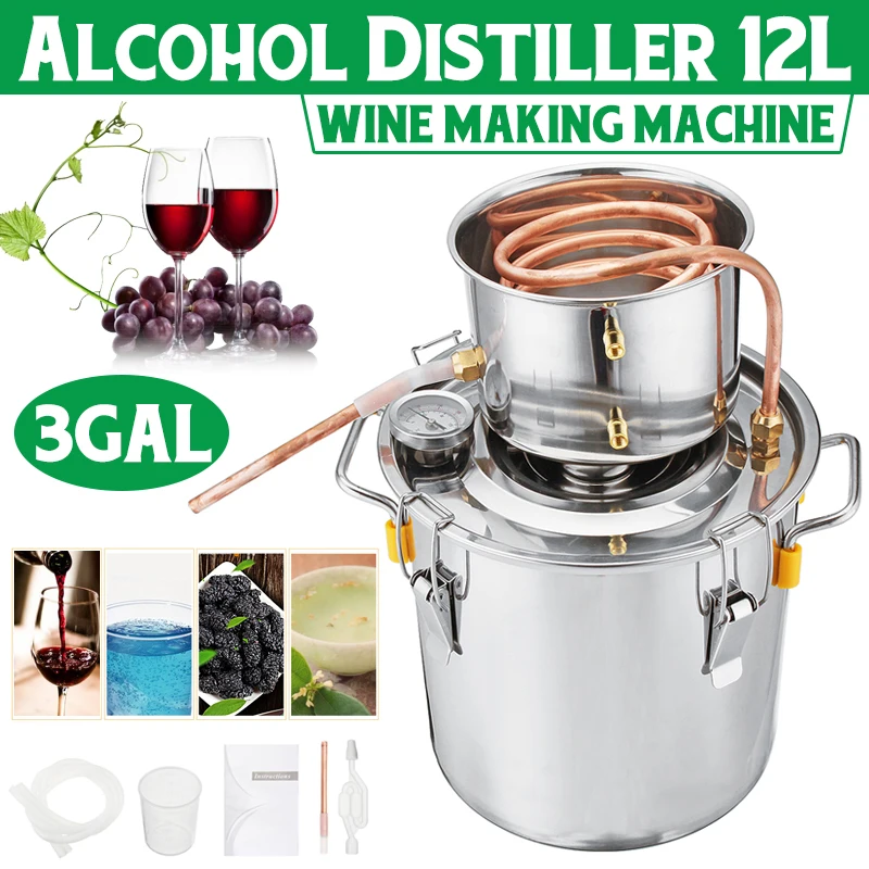 12L Distiller Moonshine Water Wine Essential Oil Alcohol Stainless Copper DIY Home Brewing Kit | Дом и - Цена: 