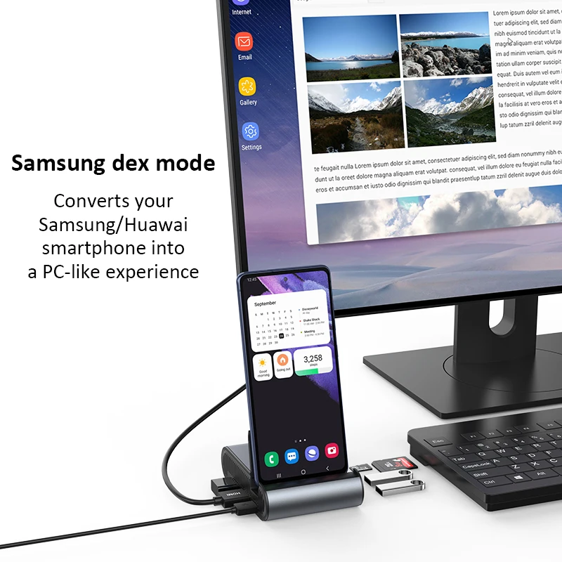 Docking Station USB C Hub to 4K HDMI-compatible USB PD