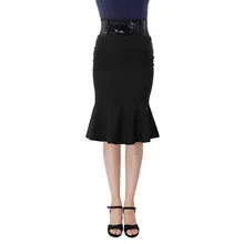 Женская юбка-карандаш, стильный формальный пояс, украшенный русалочкой, подол, бедра, обернутый Bodycon, Женская Офисная облегающая юбка