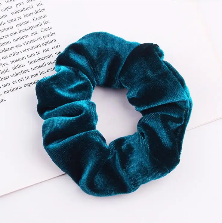Peacock Blue 33 цвета, корейские Бархатные резинки для волос, эластичные резинки для волос, одноцветные женские головные уборы для девушек, заколки для волос с конским хвостом, аксессуары для волос - Цвет: Peacock Blue