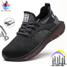 

Steel Toe Cap Indestructible Men Safety Shoes Non-slip Anti-piercing Anti-smash Work Boots Lightweight Breathable Sneakers