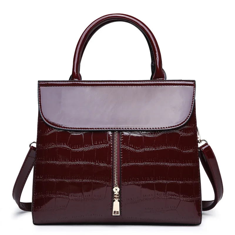 

2018 New Style WOMEN'S Bag Versitile Fashion Patent Leather Embossed Fashion Mommy Bag Hand Shoulder Oblique Bag