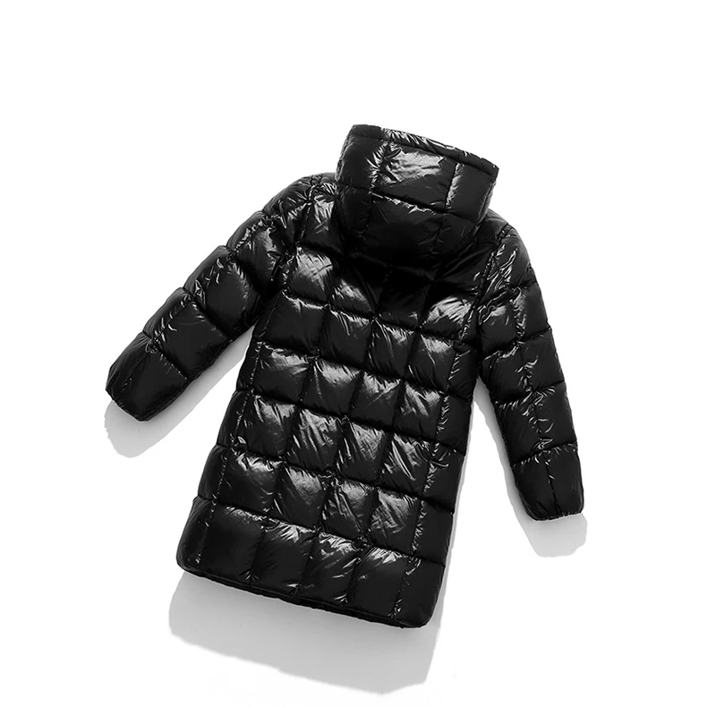 A15/ г. Модная одежда для девочек длинная пуховая одежда зимняя пуховая куртка для мальчиков детские теплые легкие пальто с капюшоном верхняя одежда для подростков, парка, пальто