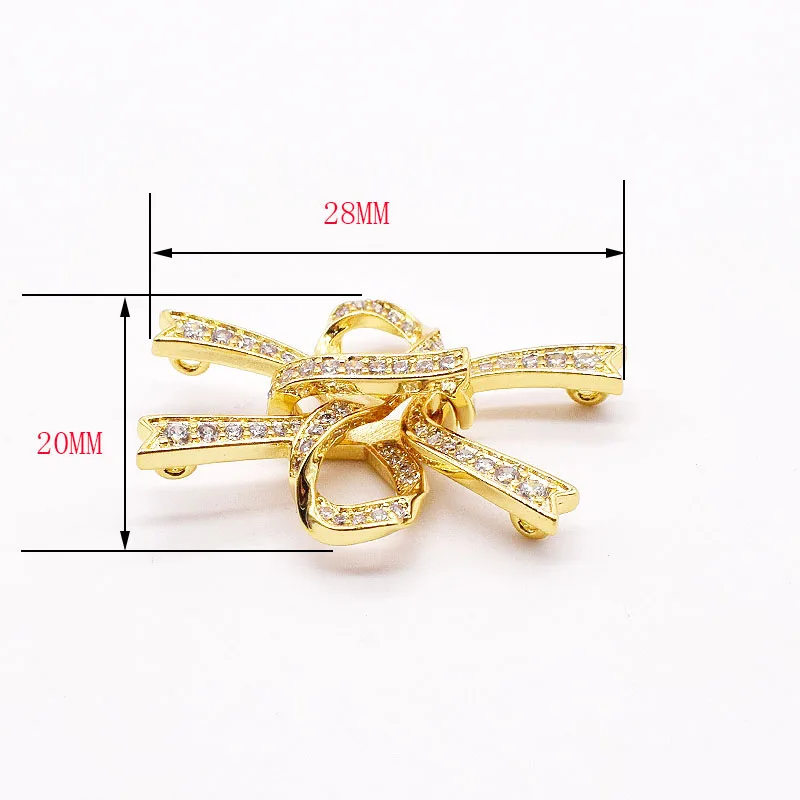 20x28mm Women's High Qualit bow CZ-inlaid Pearl  Bracelet Buckle, necklace buckle, sweater chain connection buckle