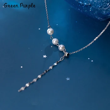 

Y Necklace 925 Silver Pearl Jewelry Minimalism Pendants Chocker Kolye Vintage Boho Bijoux Femme Collier Necklace for Women
