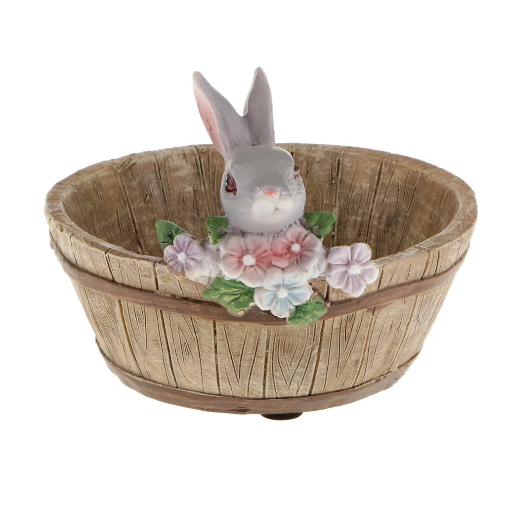 

Gray Rabbit Pot Planter for Flower Succulent Cacti Herbs Plant Bed Box Case