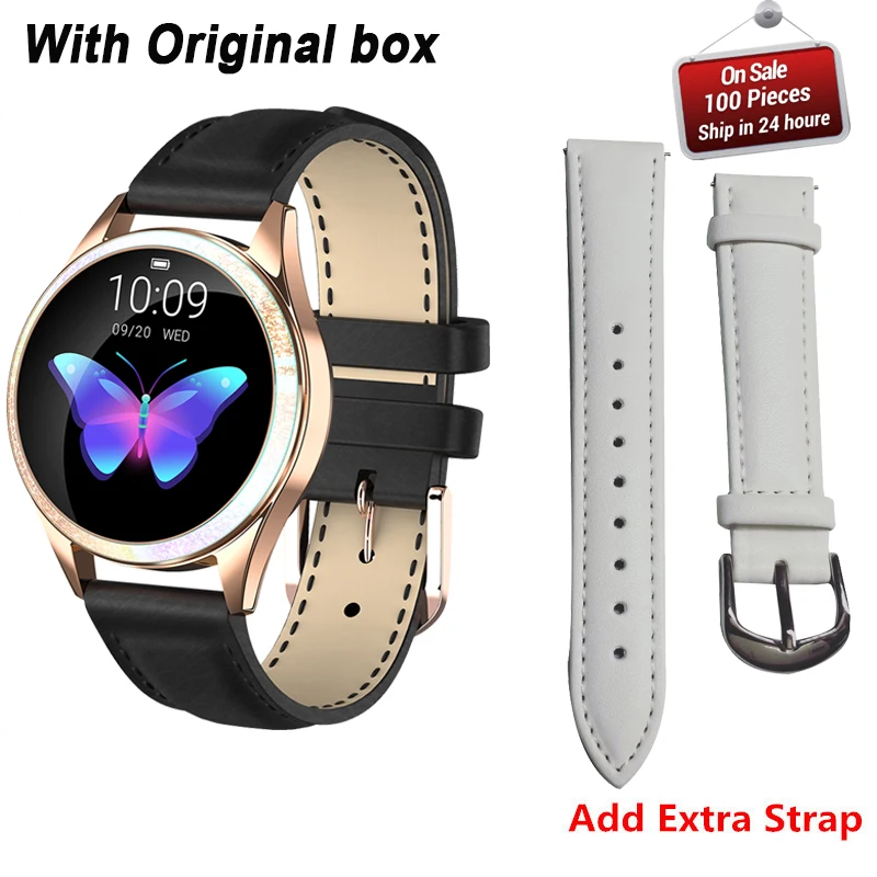 add extra strap KW20 Смарт-часы для женщин IP68 Водонепроницаемый мониторинг сердечного ритма Bluetooth для Android IOS фитнес-Браслет Smartwatch VS KW10 - Цвет: add extra strap