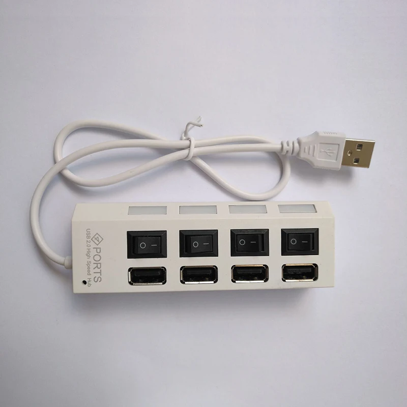 White LHMZNIY usb-хаб 2,0 Мульти USB разветвитель USB2.0 концентратор светодиодный с переключателем ВКЛ/ВЫКЛ для планшетов, ноутбуков, компьютеров, аксессуаров - Цвет: White