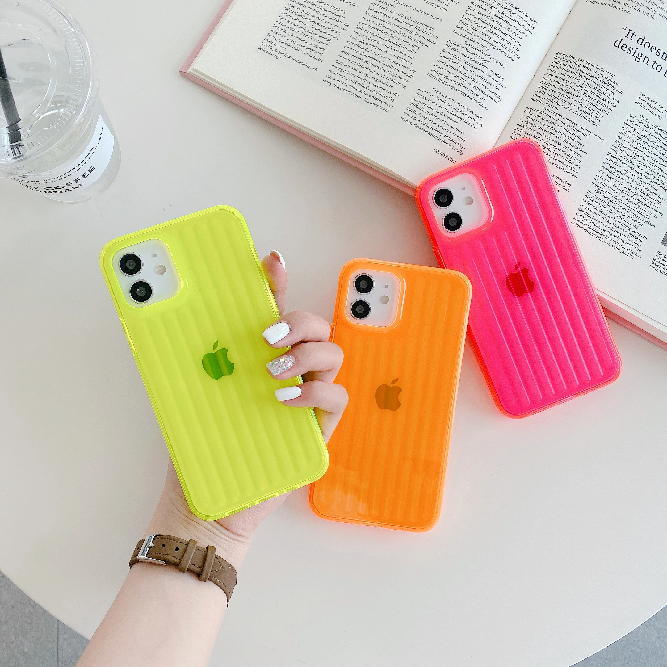 Netarlier Suitcase Design Case For iPhone11 12promax 7 8Plus IX XR XsMax 1.8mm Thick Protective Summer Fluorescence Color Cover | Мобильные