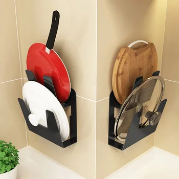 

Kitchen Punch-free Double Pot Cover Rack Wall-mounted Cutting Board Cutting Board Chopping Board Rack Household Storage Rack
