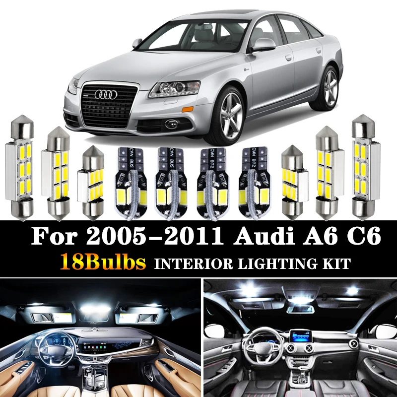 18pcs White Canbus Car Led Light Bulbs Interior Package Kit For 2005