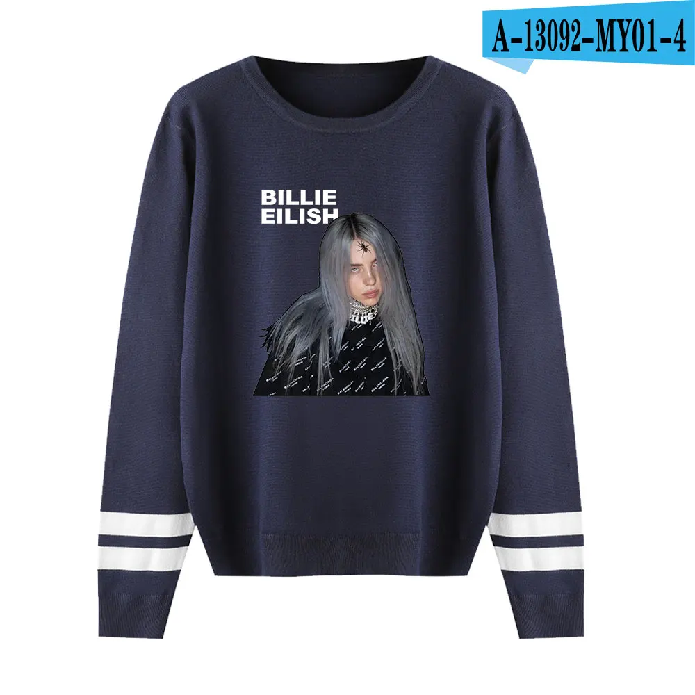 Billie Eilish Свитера Осень/Зима теплые свитера для мужчин и женщин повседневные Пуловеры уличная мода Свитера вязаные свитера с круглым вырезом - Цвет: As picture