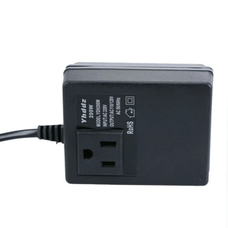 

AC220-110V Plastics EU Plug Transformer 200W Power Socket Plug Travel Charger Adapter AC 50Hz Black Converter