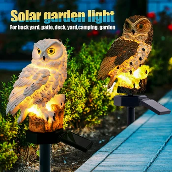 

2 Colours Outdoor Garden Sculptures Lamp Owl Shape for Garden Decoration Waterproof Bird Resin Yard Garden Decor Sculptures