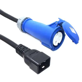 

Power Cord IEC C20 to 332C6 Connector, 2P+PE, plug a device with IEC309 332P6 inlet into IEC320 C19 receptacle 3G2.5mm wire gaug