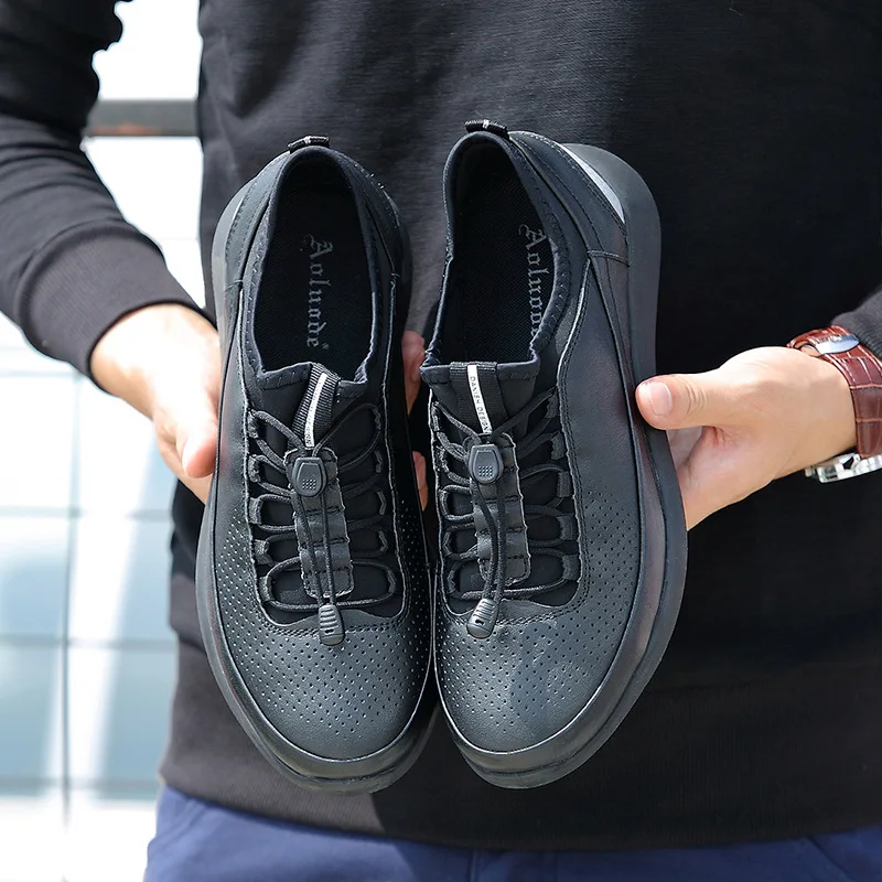 

2019 Spring New Style Cowhide MEN'S SHOES Low Top Breathable Sports Leather Shoes Men Casual Trend Shoe Shop