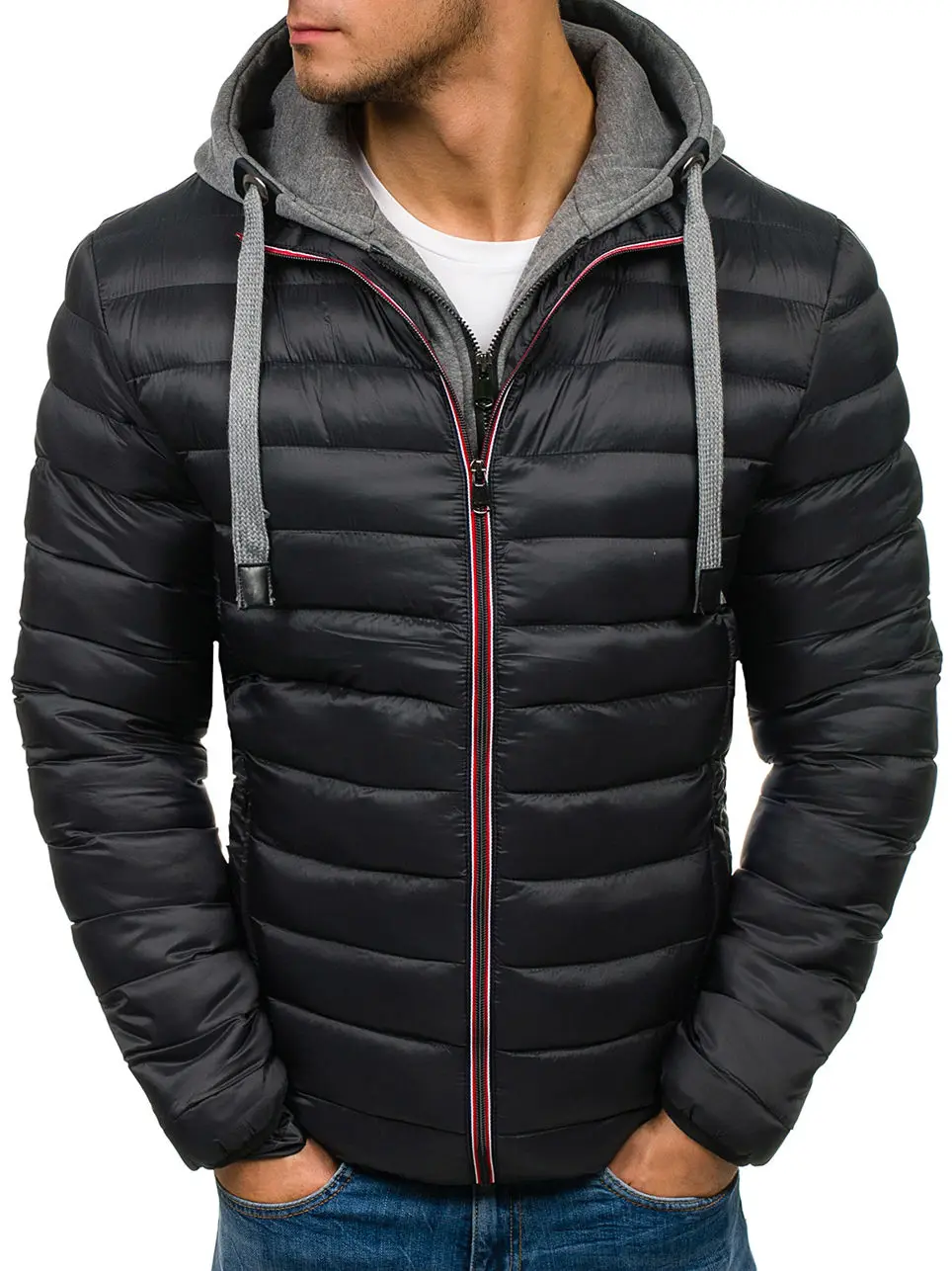 ZOGAA зимняя куртка мужская одежда новая брендовая парка с капюшоном хлопковое пальто Мужская теплая куртка Модные пальто размера плюс - Цвет: black