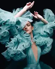 

Atmospheric and elegant fairy banquet prom dress high quality Evening Dresses light green robe de soiree vestido de festa