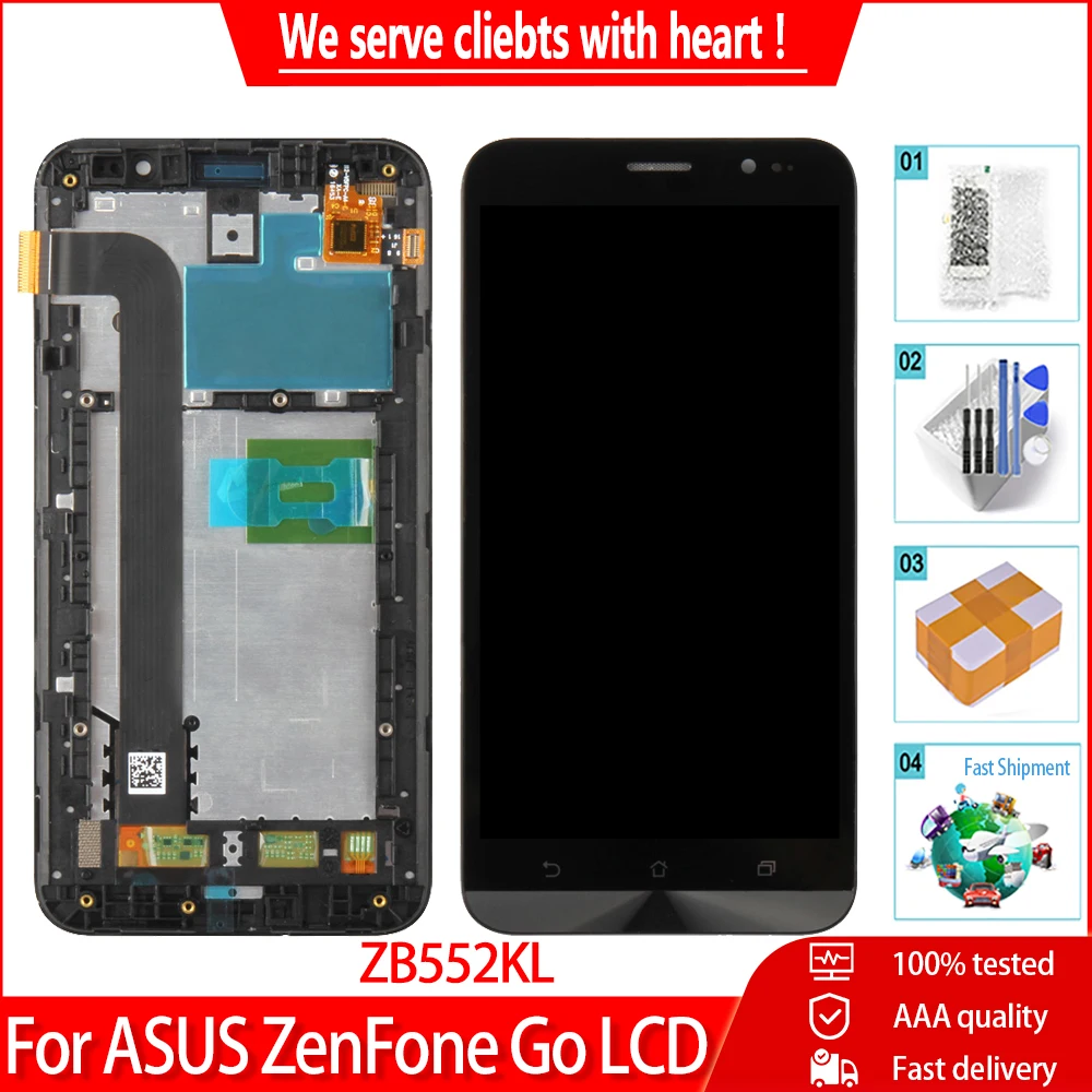 ЖК-дисплей класса AAA для ASUS Zenfone Go ZB552KL сенсорный экран дигитайзер в сборе Asus с