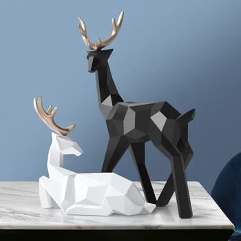 

Geometric Deer Resin Statue Nordic Decoration Home Decor Statues Abstract Deer Figure/Figurines/Sculpture Beelden Decoratie