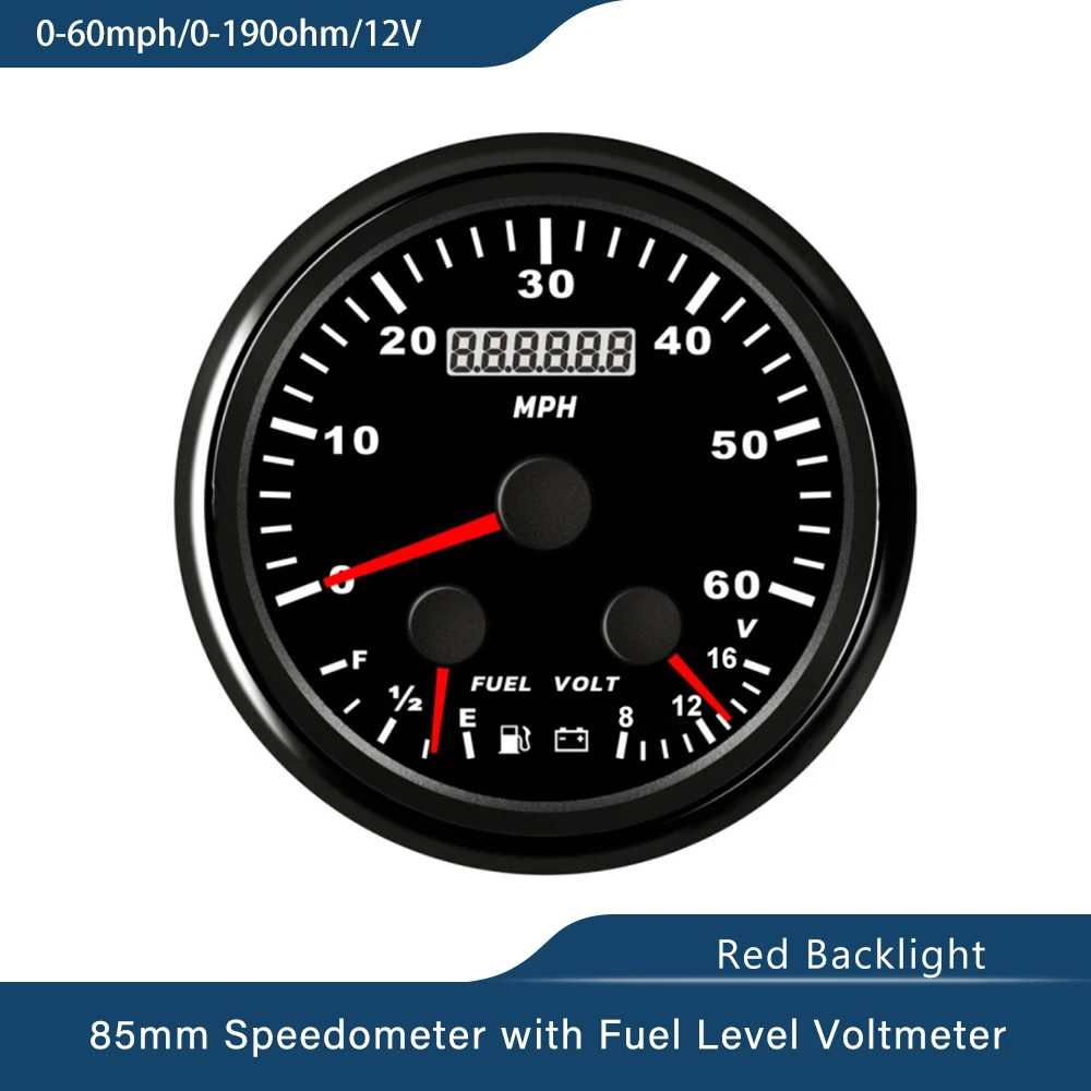 Car Boat New 85mm Universal GPS Speedometer 60MPH Oil Level Voltmeter 8