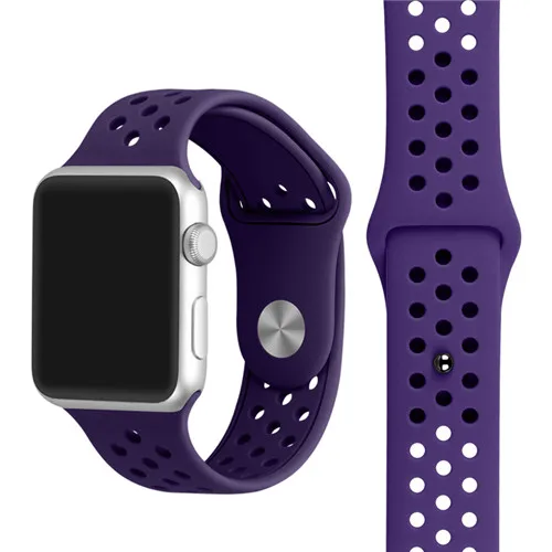 Спортивный ремешок для apple watch pulseira apple watch 4 3 5 ремешок 44 мм/40 мм iwatch 2/1 42 мм/38 мм силиконовый браслет ремень correa - Цвет ремешка: purple