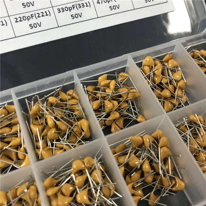 500 шт 10Valuesx50 10pF~ 680pF(100~ 681) многослойный/монолитный керамический конденсатор Ассорти комплект с коробкой для хранения