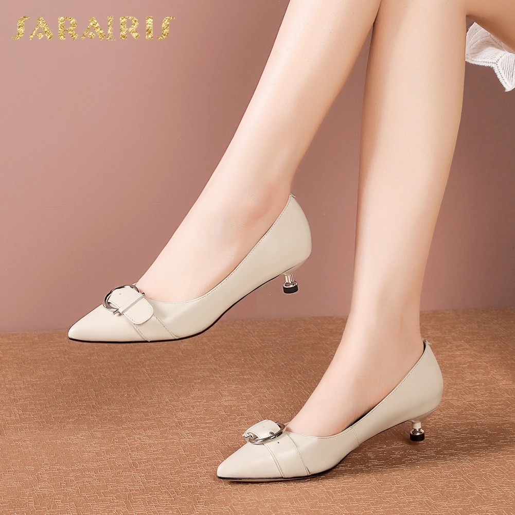 

Sarairis Fashion Hot Sale Genuine Cow Leather Strange Style Concise Pumps Woman Shoes Pointed Toe Slip-On Spring Pumps Women