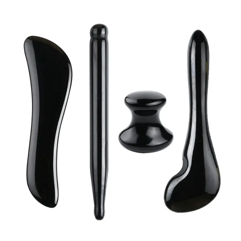 Natural Stone Guasha Massage Scraper Jade Roller Massager Set Facial SkinCare Tool